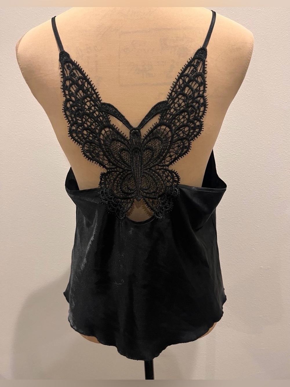3/$11 Black Cami Top - Butterfly Back - Spaghetti Strap Whimsygoth - Fairy core